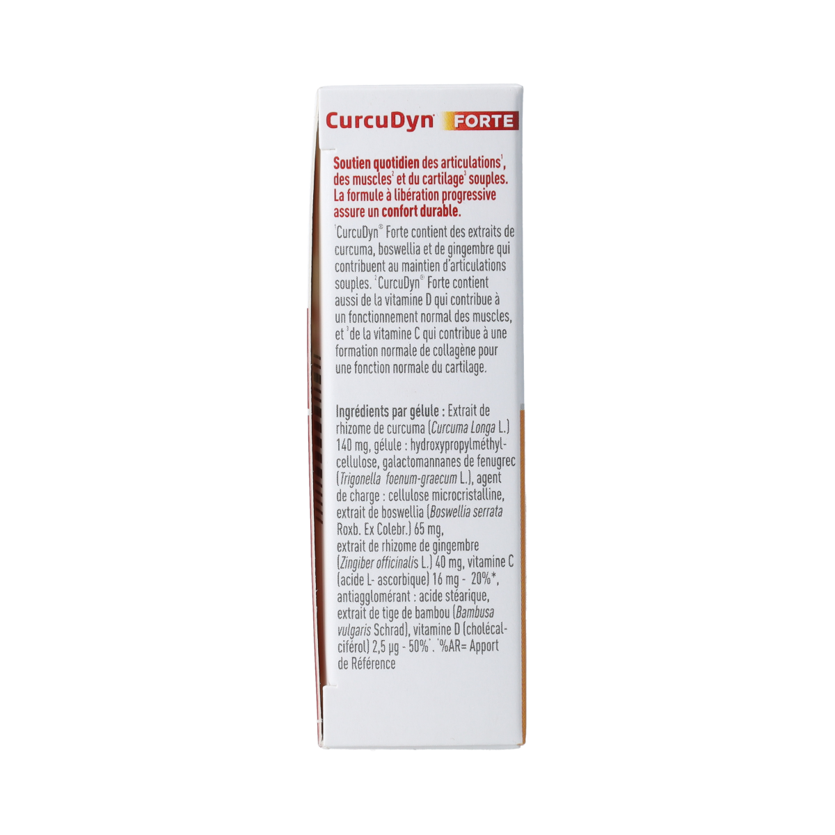 Metagenics Curcudyn Forte herbal supplement capsules in a clear bottle, designed for supporting joint and immune health.