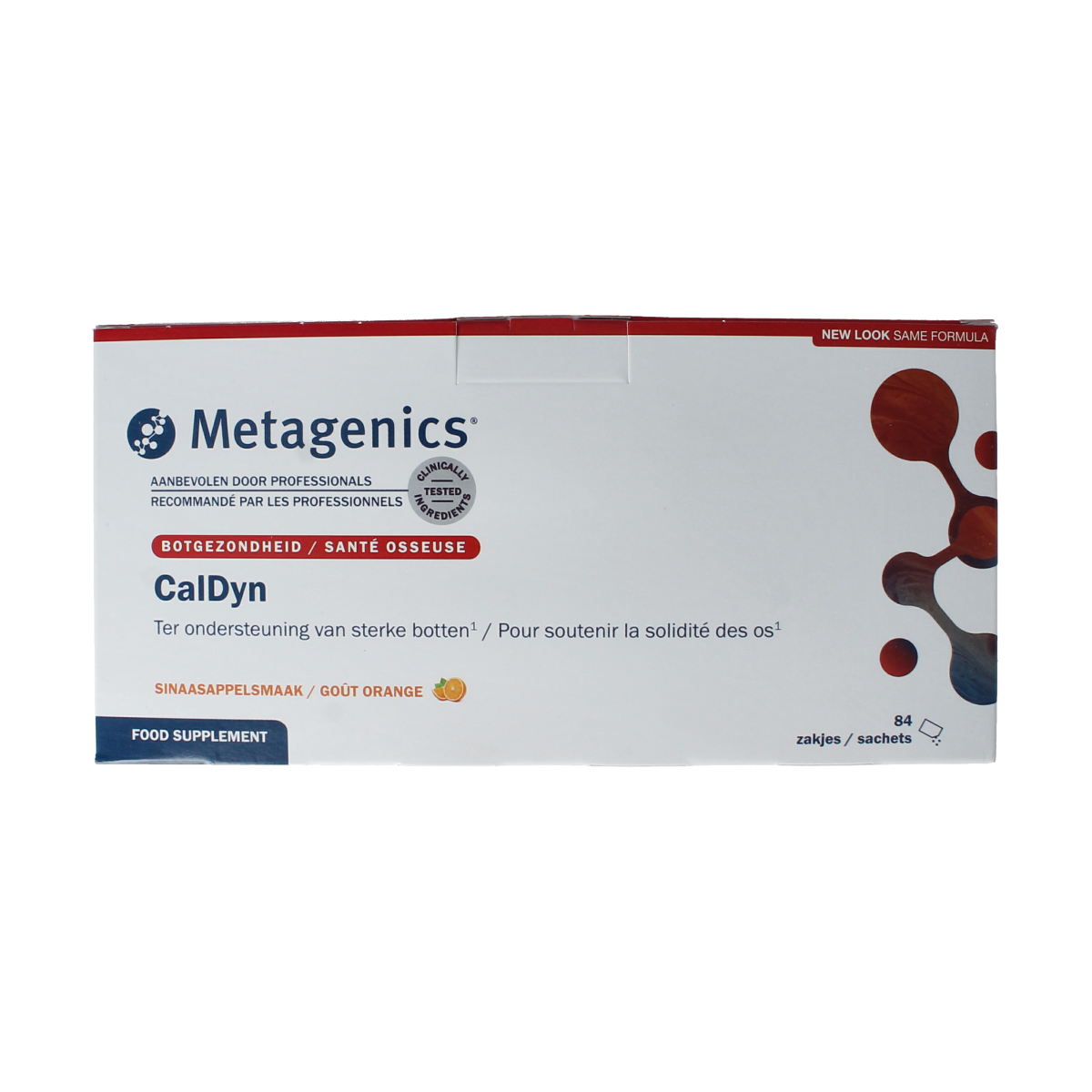 Metagenics Caldyn mineral multivitamin sachets, showing multiple colorful sachets for mineral and multivitamin supplement intake