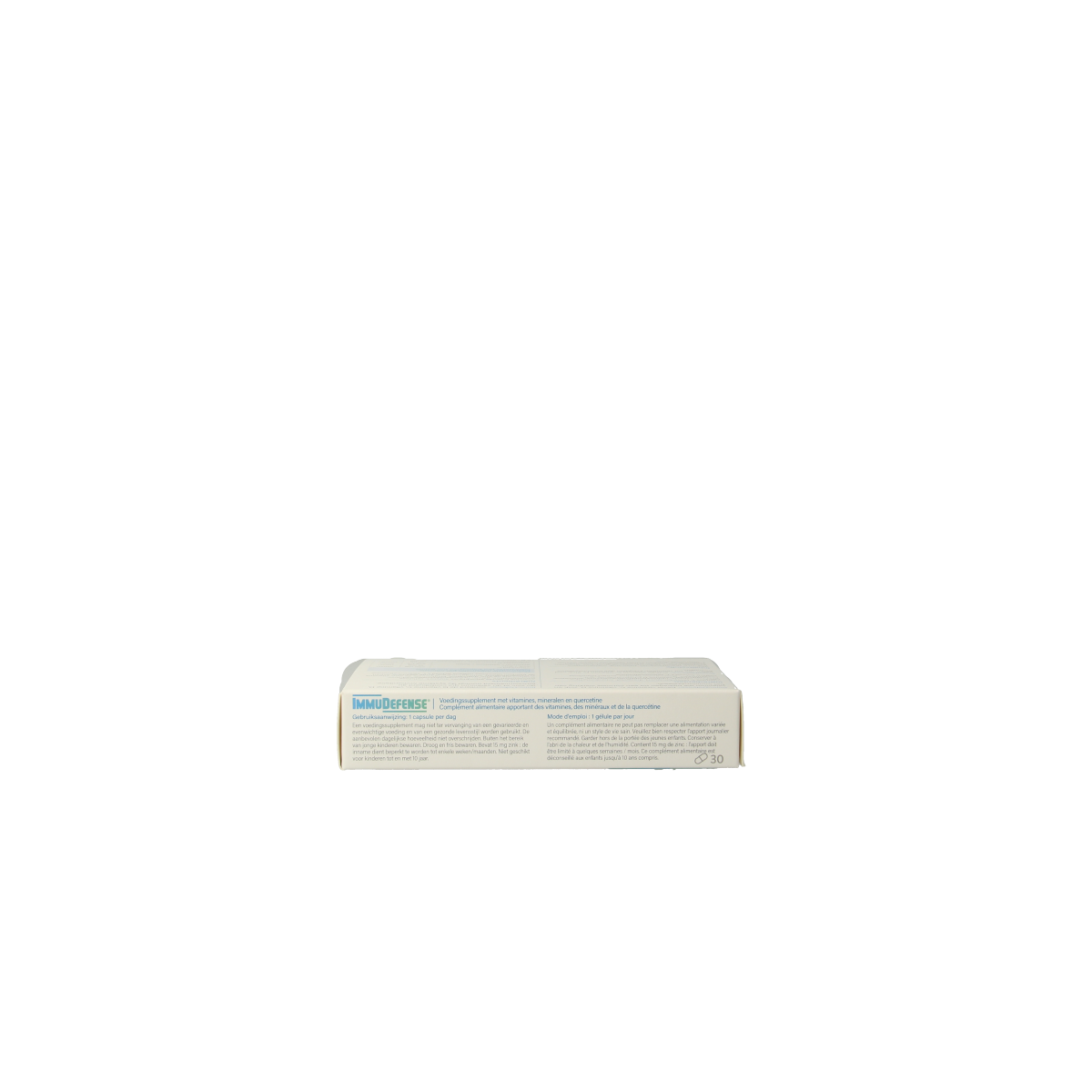 Metagenics Immudefense capsules containing micro-organisms for immune support, shown in a bottle with capsules inside.