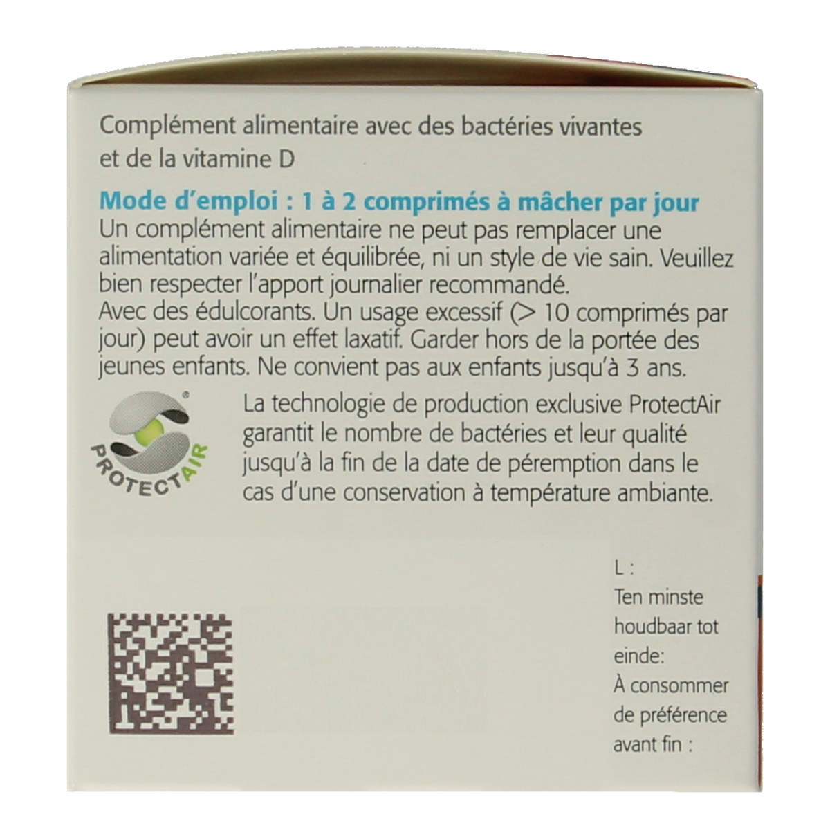 Metagenics Bactiol Junior chewable tablets, probiotic micro-organisms supplement for children, displayed in a blister pack.
