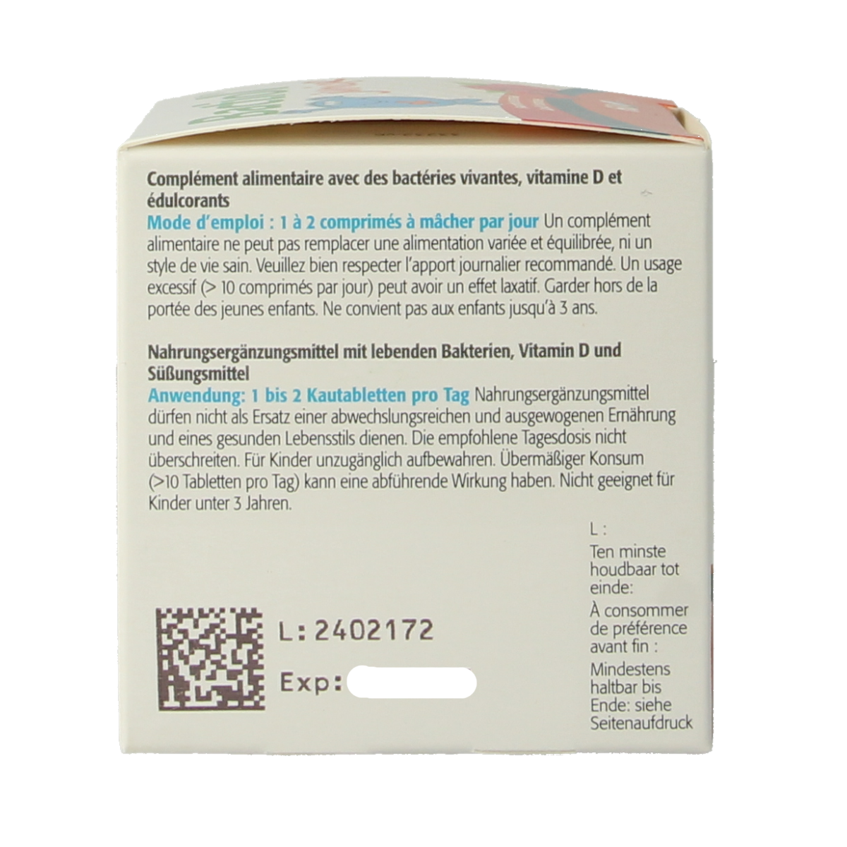 Metagenics Bactiol Junior chewable tablets featuring micro-organisms for children's digestive support.