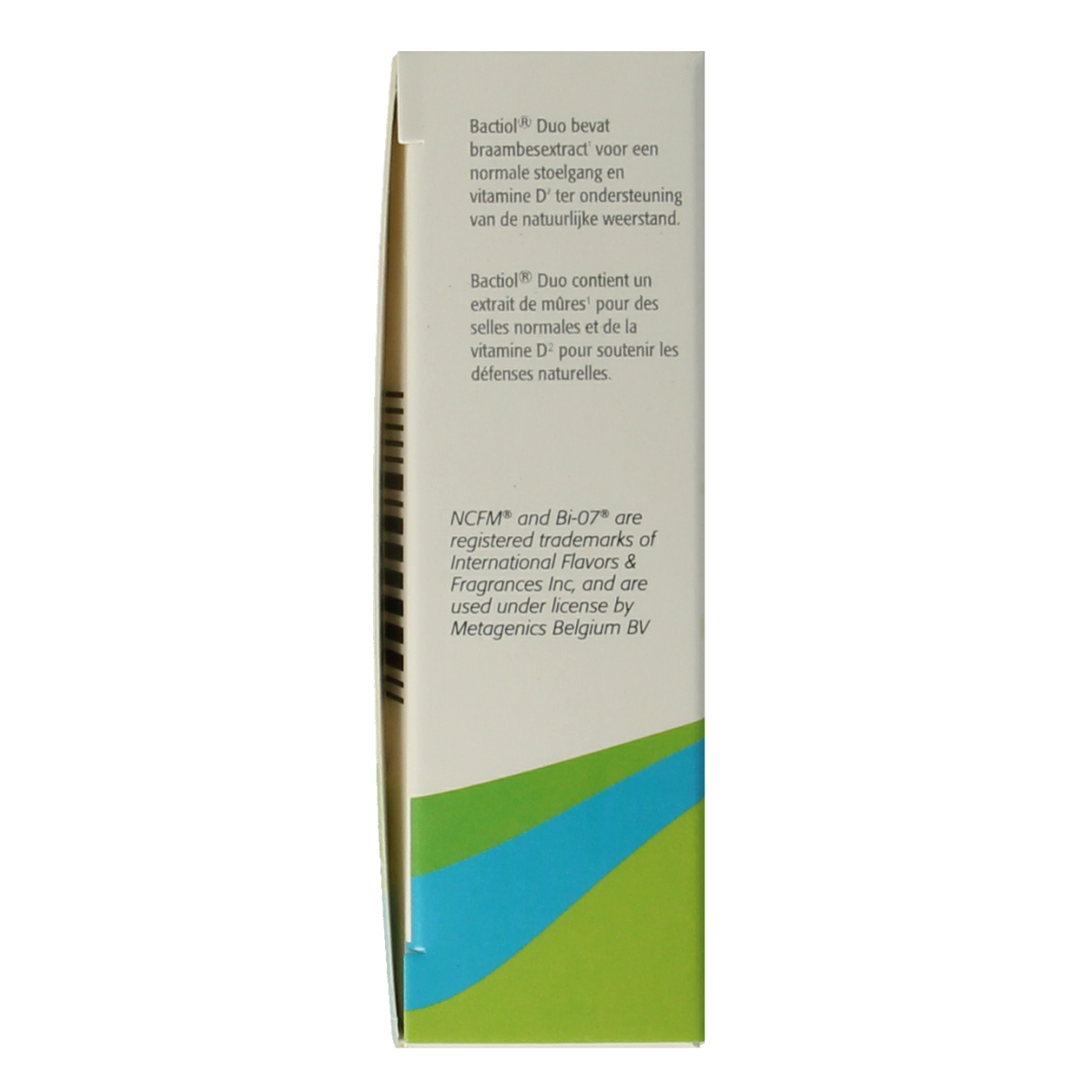 Metagenics Bactiol Duo capsules containing micro-organisms for digestive health, shown in a close-up image of the product bottle.