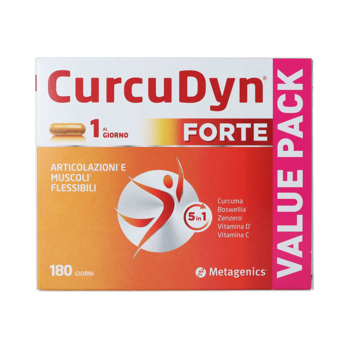 Metagenics Curcudyn Forte herbal supplement capsules, 180 count, natural herbal product for wellness and joint support.