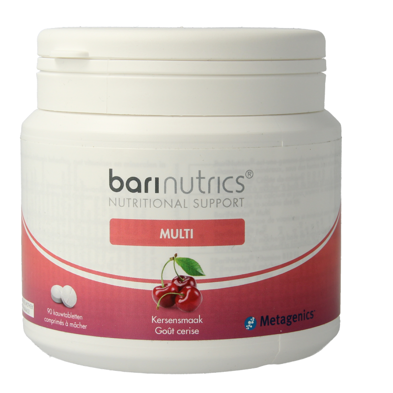 Barinutrics Multi Kers vitamin supplement in a bottle of 90 tablets, showing the packaging and tablets inside.