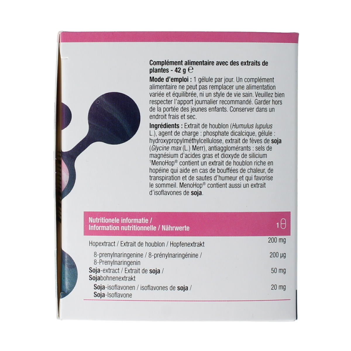 Metagenics Menohop herbal supplement capsules, Kruidenpreparaten, in a bottle with 90 capsules, natural herbal product image