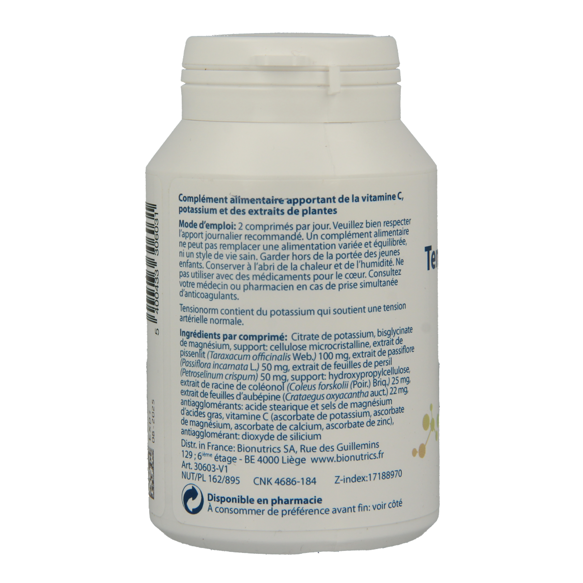 Metagenics Tensionorm herbal supplement tablets in a bottle, natural herbal remedy for stress and tension relief.