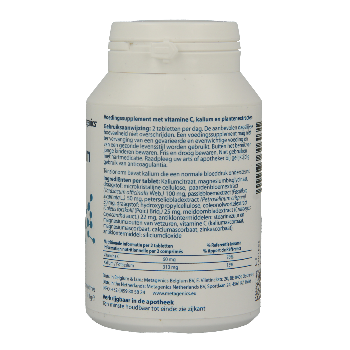 Metagenics Tensionorm herbal supplement tablets, natural herbal remedy in a blister pack, 90 count.