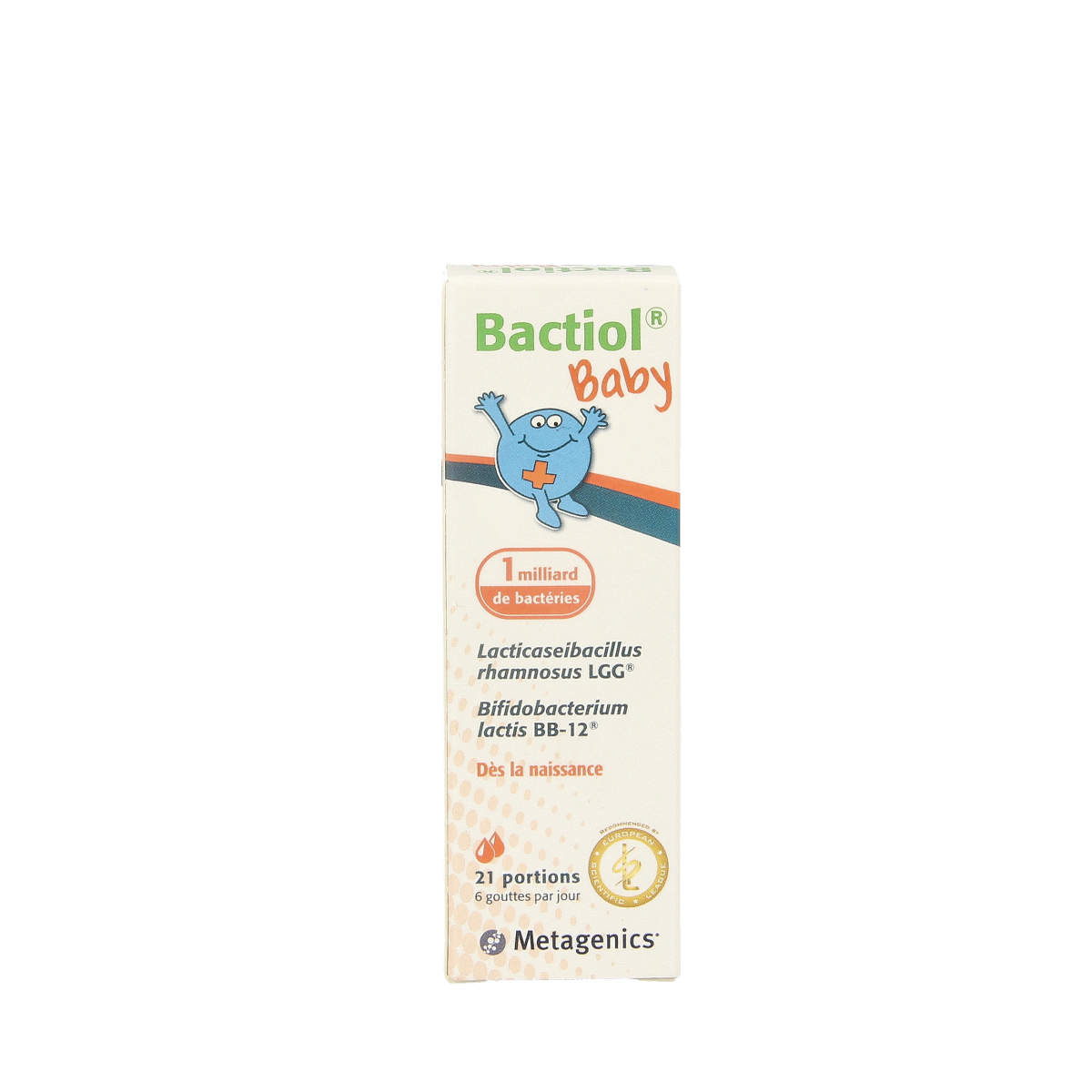 Metagenics Bactiol baby probiotic micro-organisms in 5.70ml bottle, designed for infants' digestive health.