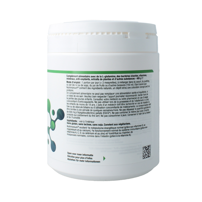 Metagenics Nutrimonium original multi-vitamin supplement in a 409g container, featuring colorful tablets or capsules.