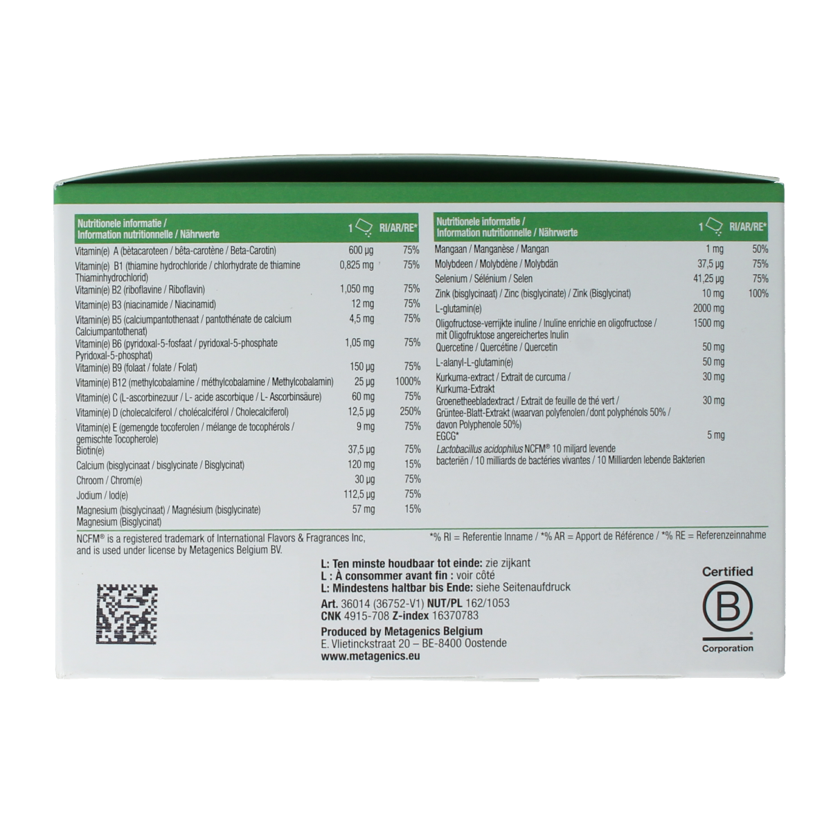 Metagenics Nutrimonium original multi-vitamin supplement packets, 28 sachets for daily nutritional support.