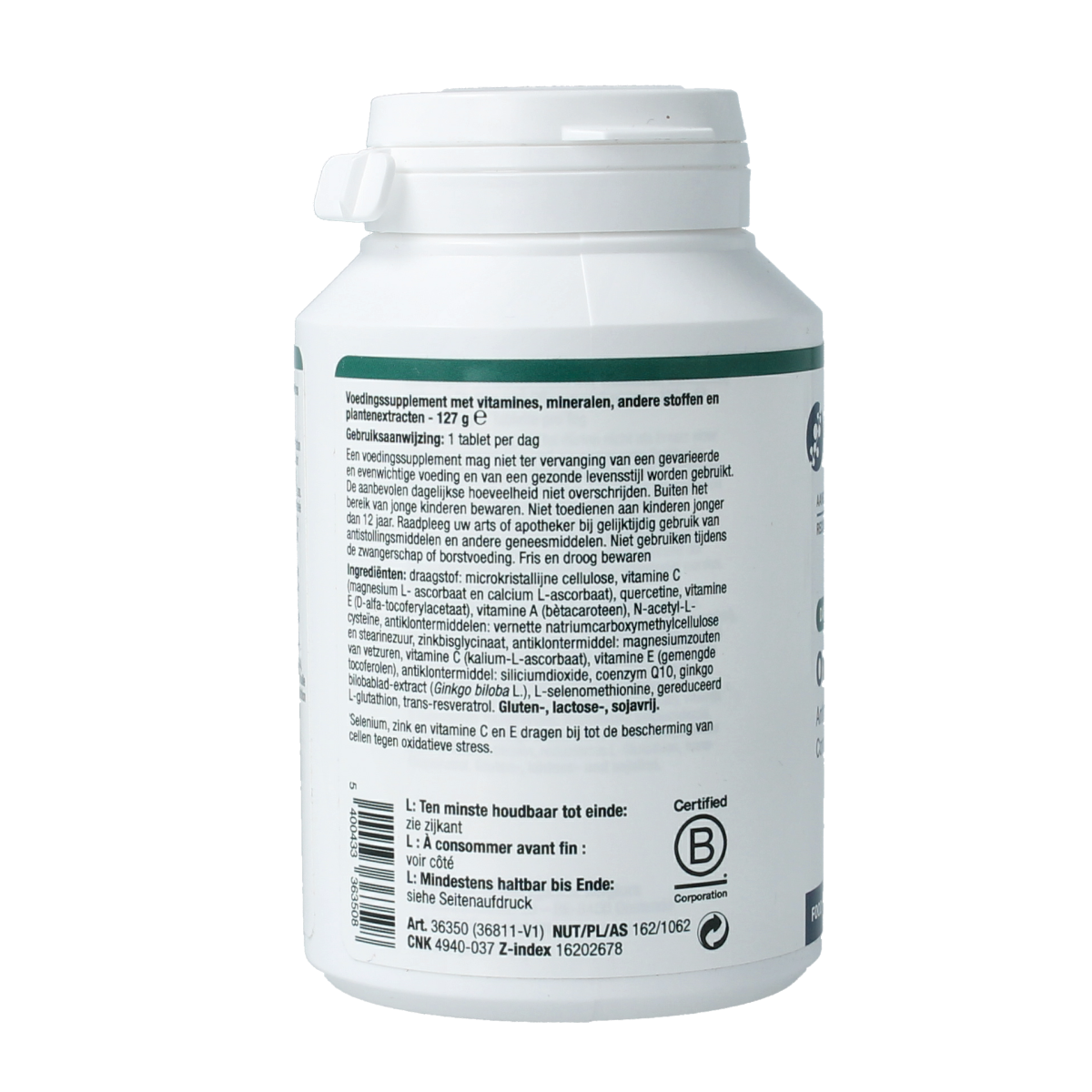 Metagenics Oxyperm NFD multivitamin tablets, dietary supplement, showing a bottle with 90 tablets in clear packaging.
