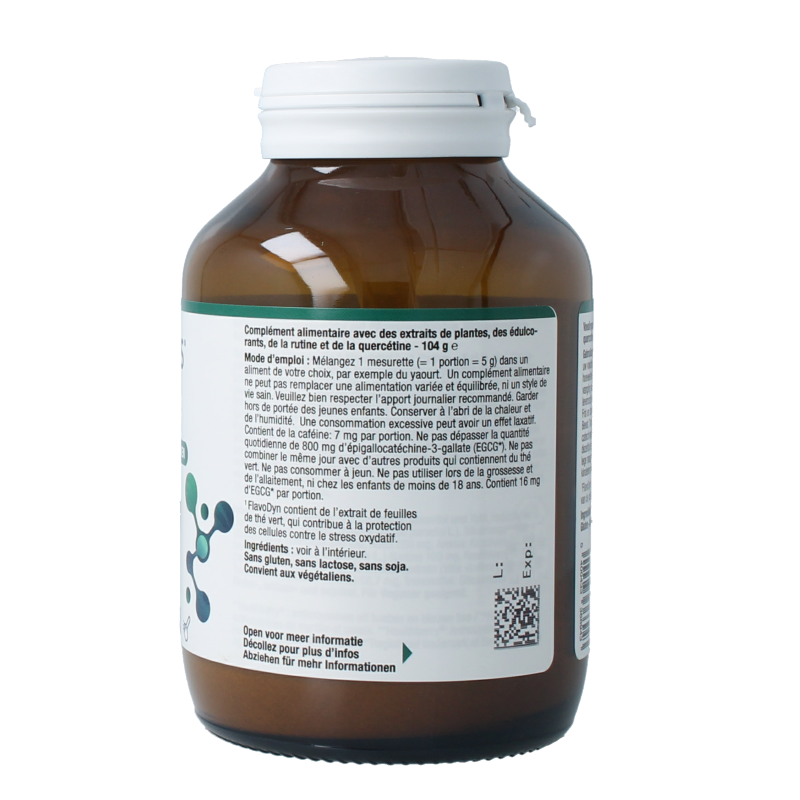 Metagenics Flavodyn NDF multivitamin and immune support supplement in a 104g container with 21 servings.