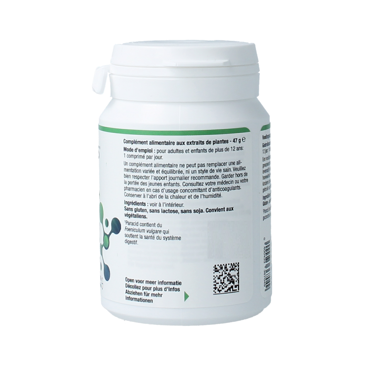 Metagenics Paracid herbal tablets in a blister pack, natural supplement for digestive support, with plant-based ingredients.