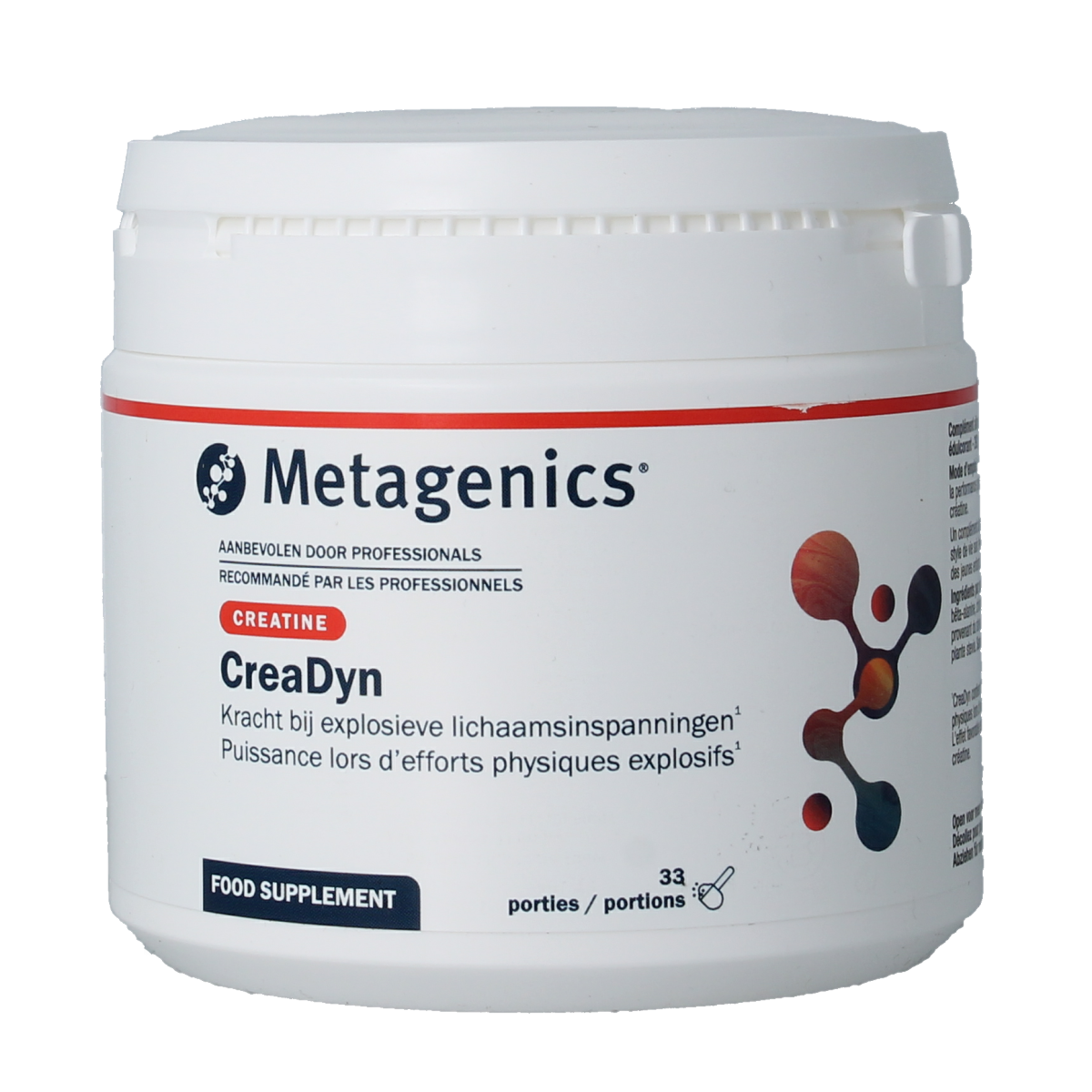 Metagenics Creadyn nutritional supplement in 292g container, featuring herbal and vitamin components for health support