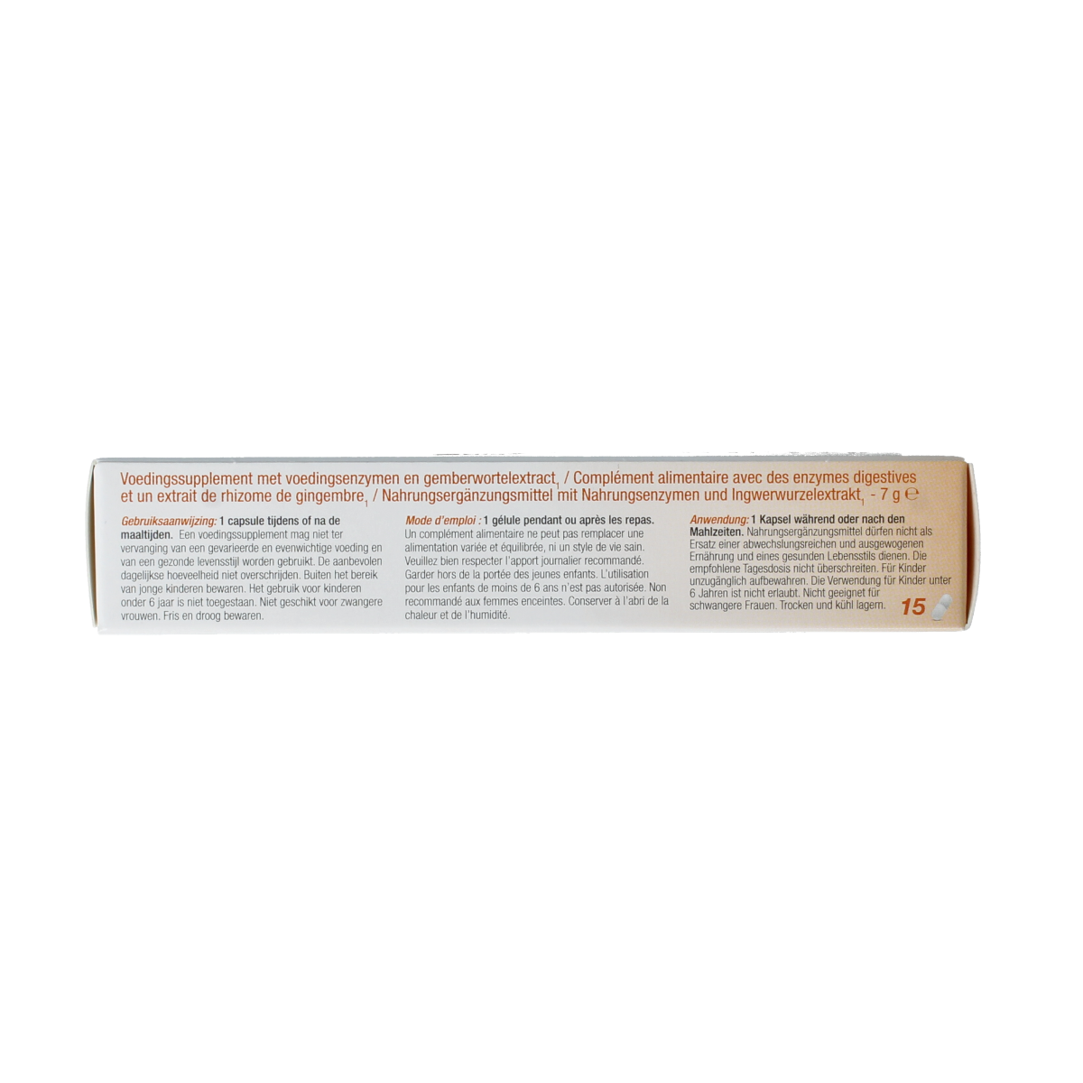 Metagenics Metadigest total NFD capsules, dietary fiber and enzyme supplement, displayed in a bottle with capsules inside.