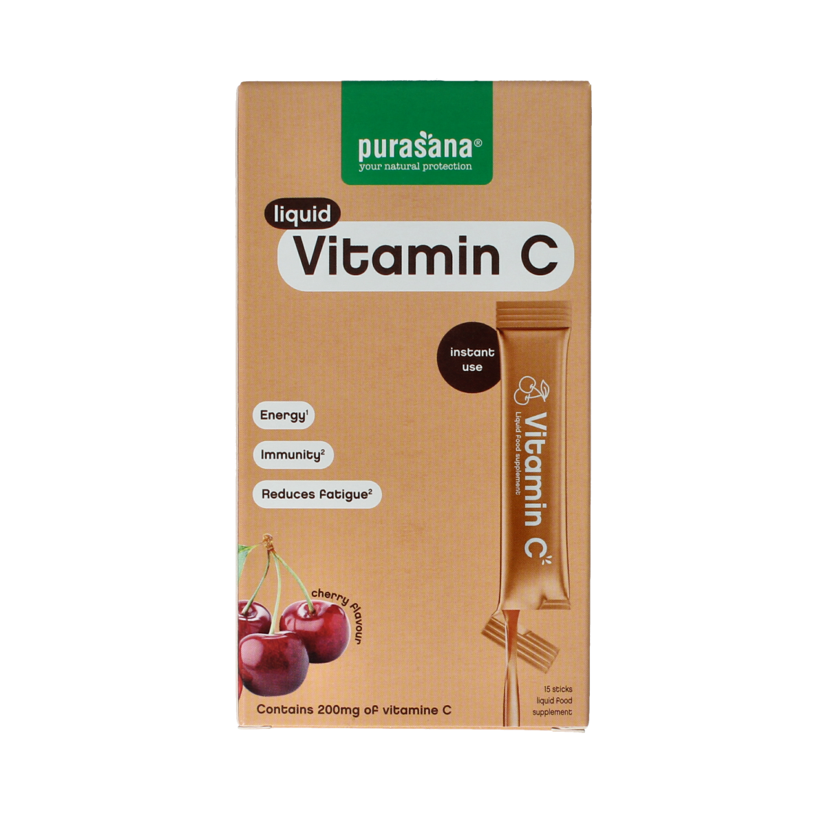 Purasana Vitamin C liquid gelstick 10ml 15.00 Stuks
