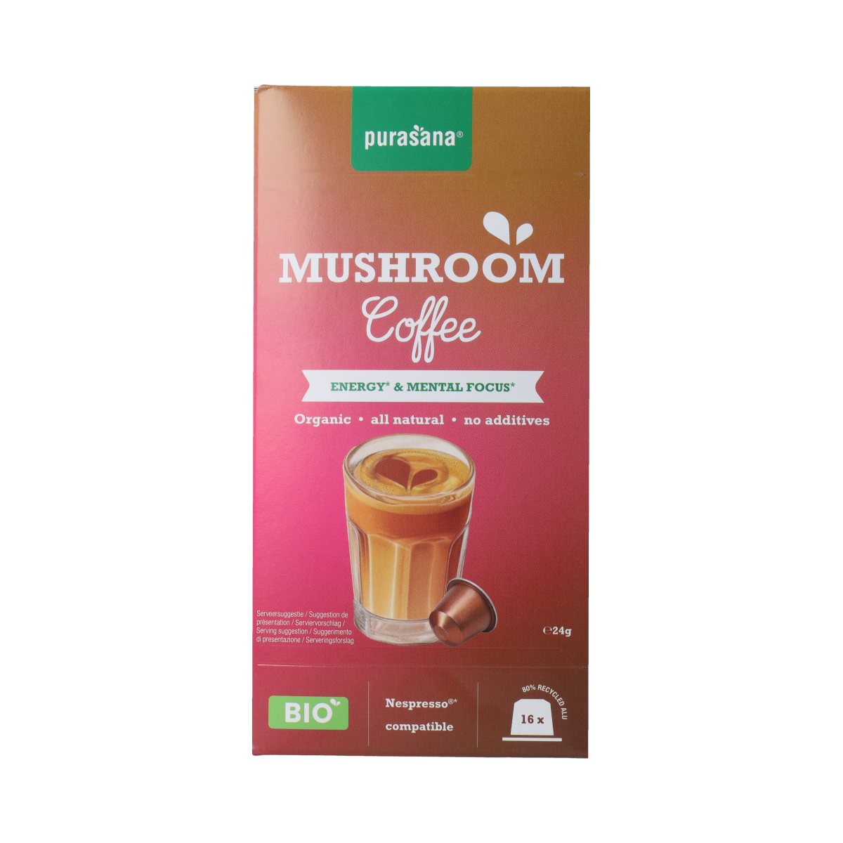 Purasana Purasana Instant Mushroom Koffie Capsules BIO 16.00 Capsules