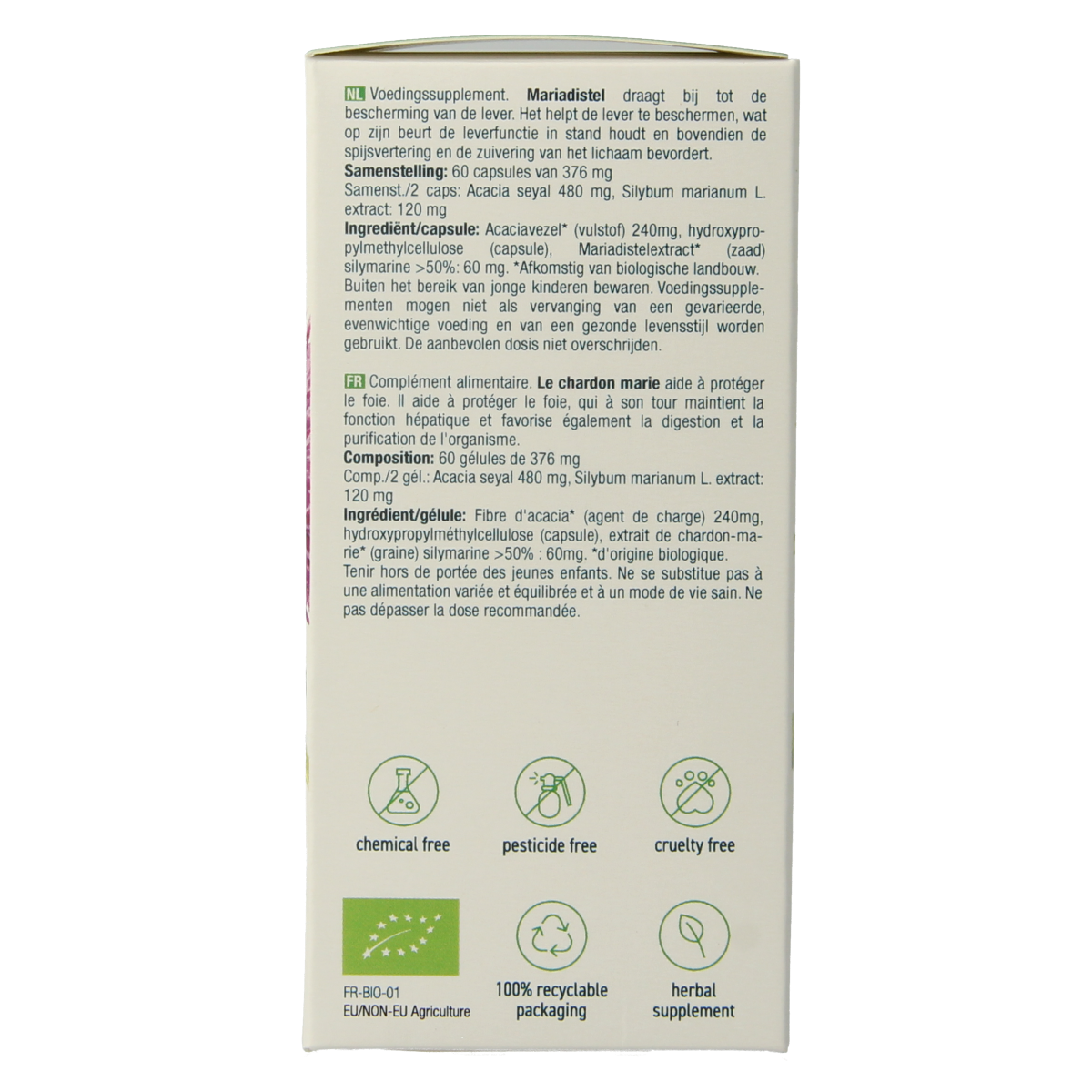 Purasana Mariadistel vegan bio herbal capsules in a bottle, vegetarian supplement for liver health.