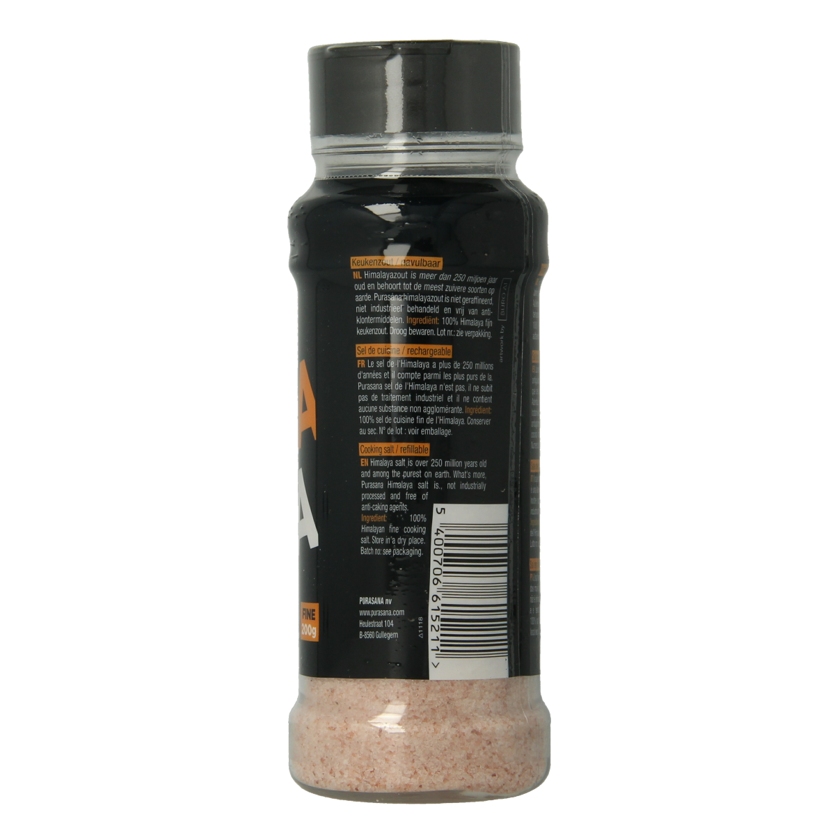 Purasana Himasala fine kitchen salt in a 200g shaker, premium herbal seasoning for cooking and seasoning dishes.