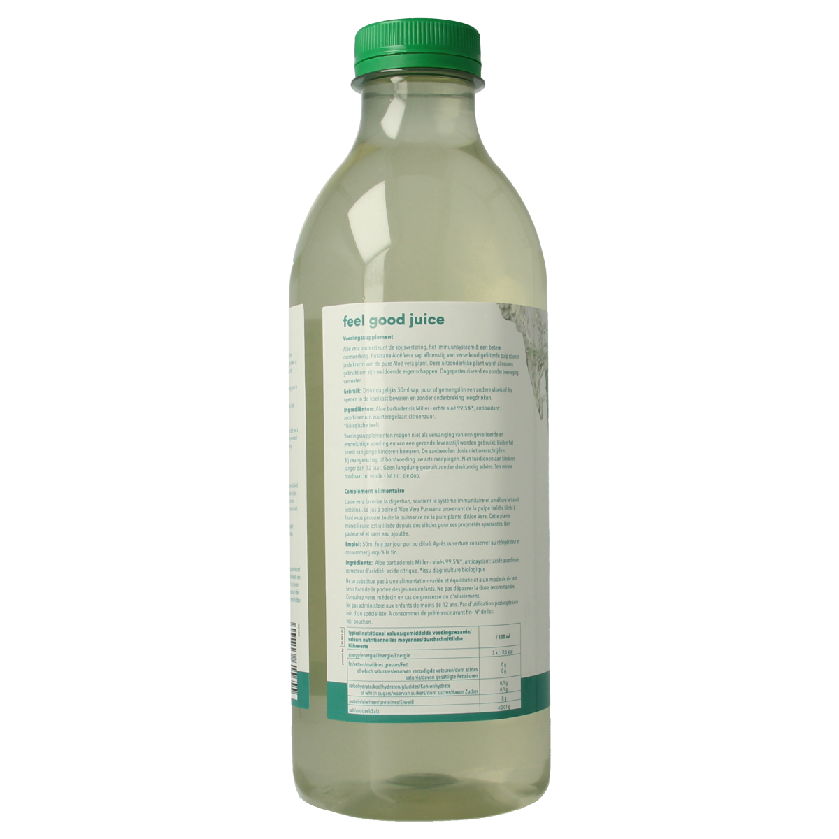 Purasana Aloe Vera Sap vegan bio in 1 liter bottle, herbal supplement from Kruidenpreparaten line, natural aloe vera product