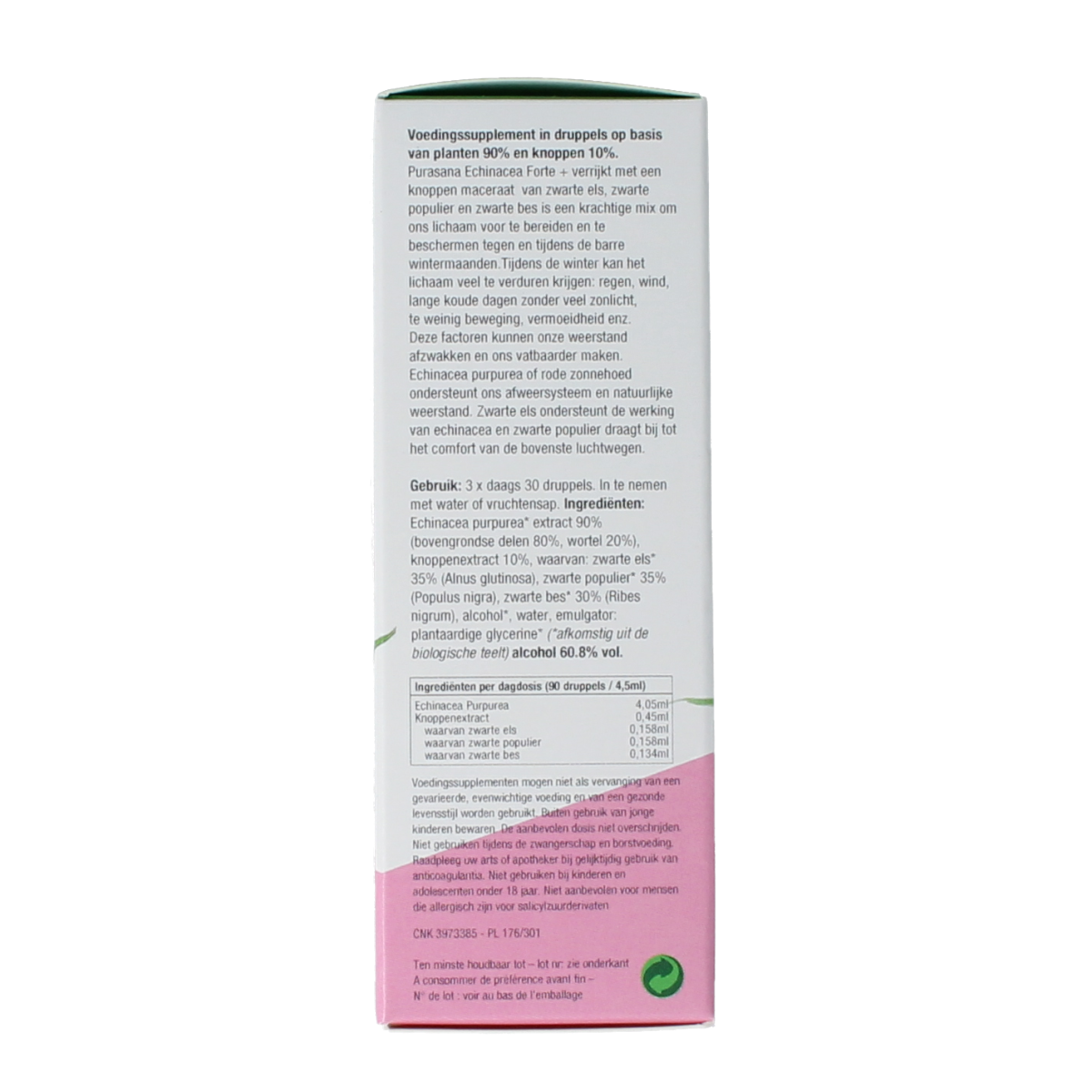 Purasana Echinacea Forte vegan herbal extract in a 50ml bottle, showing the label and amber glass container.