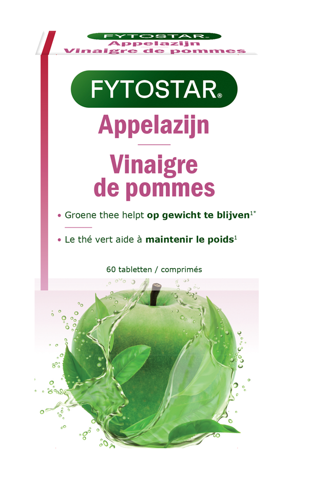 Fytostar Appelazijn 1200 herbal supplement tablets in a bottle, part of Fytostar's herbal preparation product line