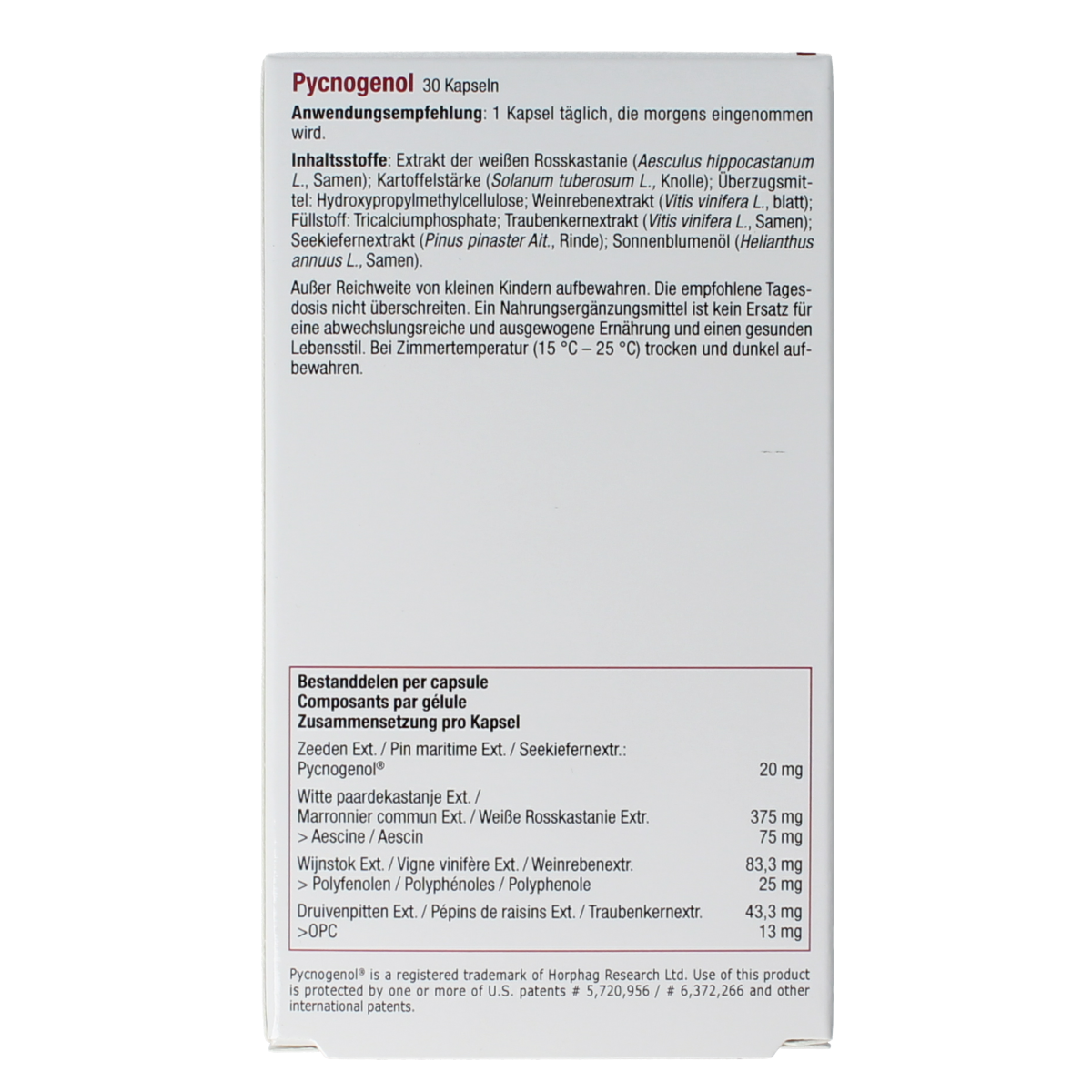 Fytostar Pycnogenol capsules in a bottle, herbal supplement by Fytostar, 30 capsules for antioxidant support.