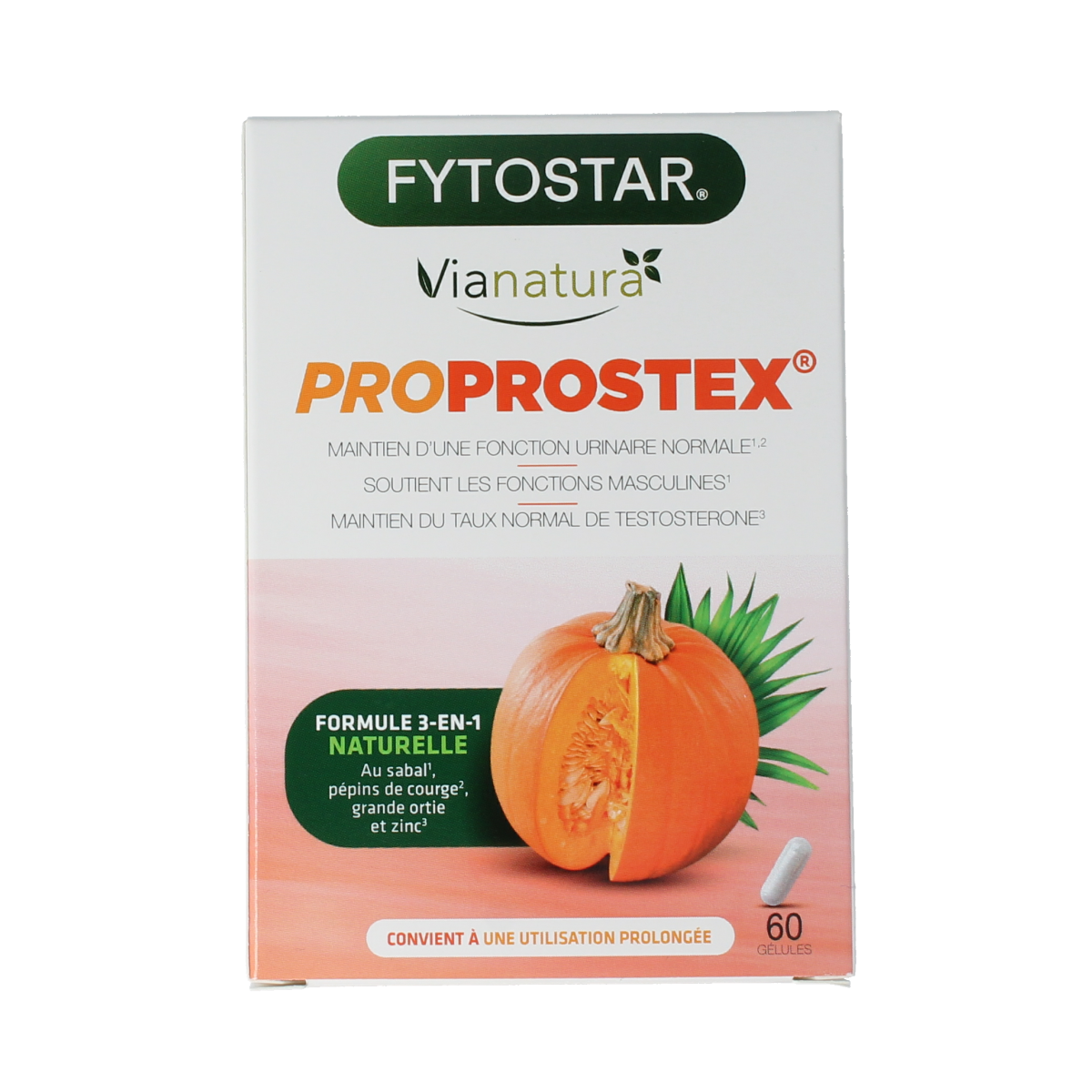 Fytostar Proprostex 60 capsules, dietary supplement with herbal ingredients for prostate health, shown in a bottle with label