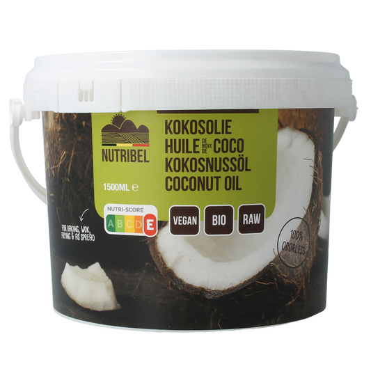 Nutribel geurloze biologische kokosolie in 1500 ml, pure coconut oil from the Oils and Fats category.