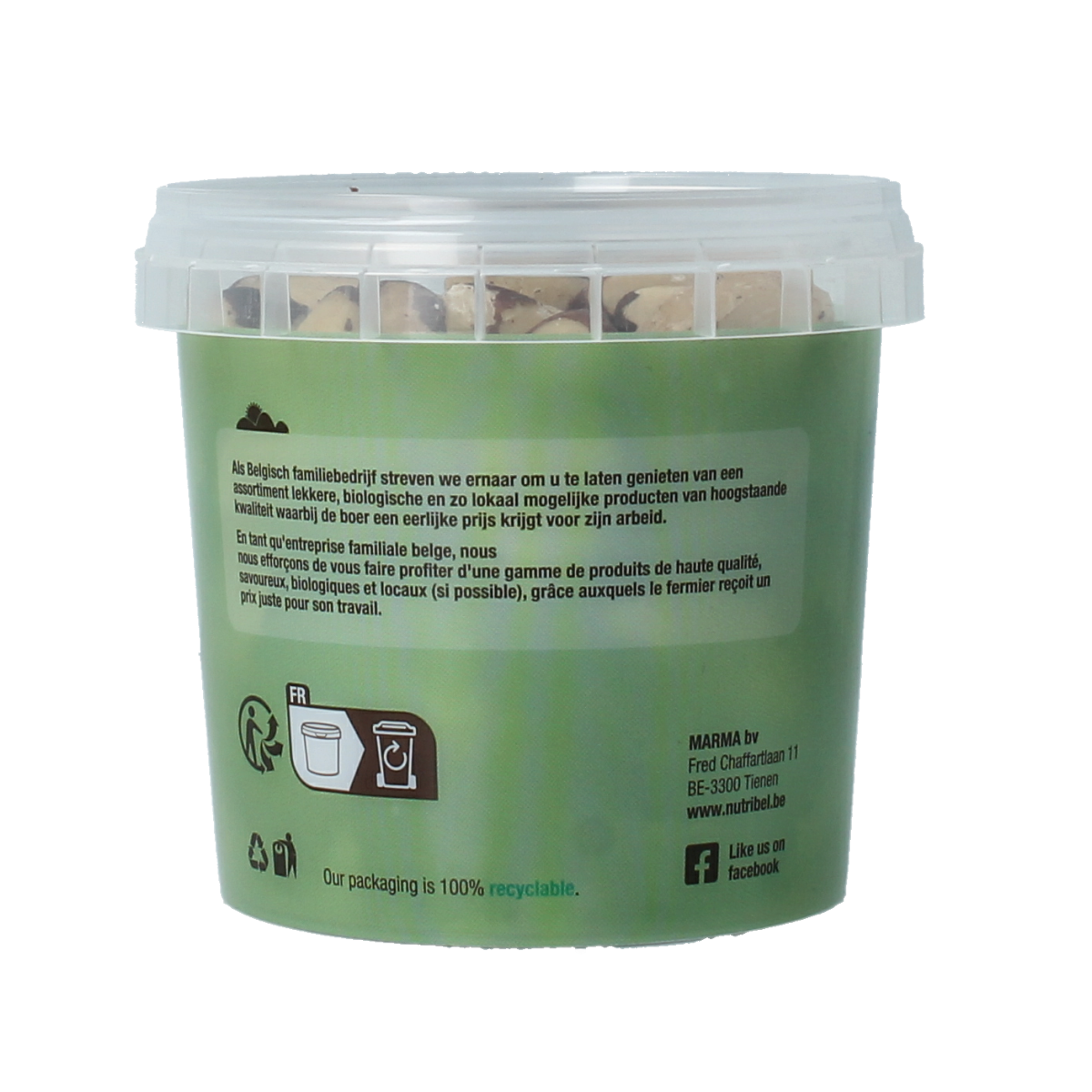 Nutribel Paranoten bio raw superfood in 200g package, close-up of the organic nuts with textured shell and natural appearance.
