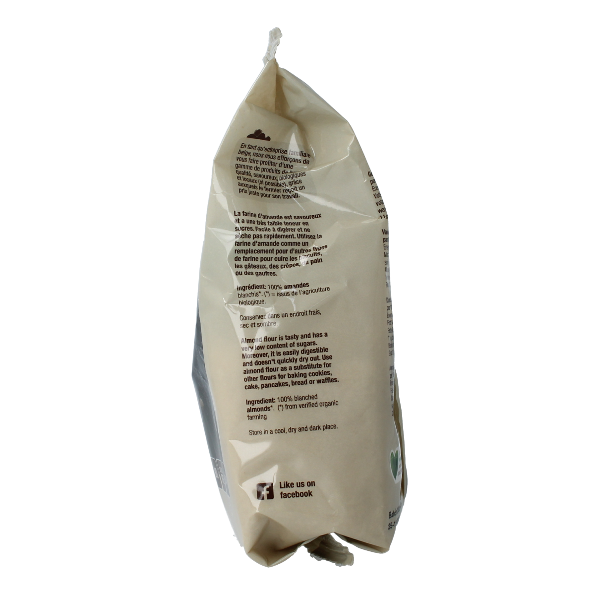 Nutribel glutenvrij amandelmeel in 200g bio Bakmixen en Melen package, natural almond flour for baking and cooking.