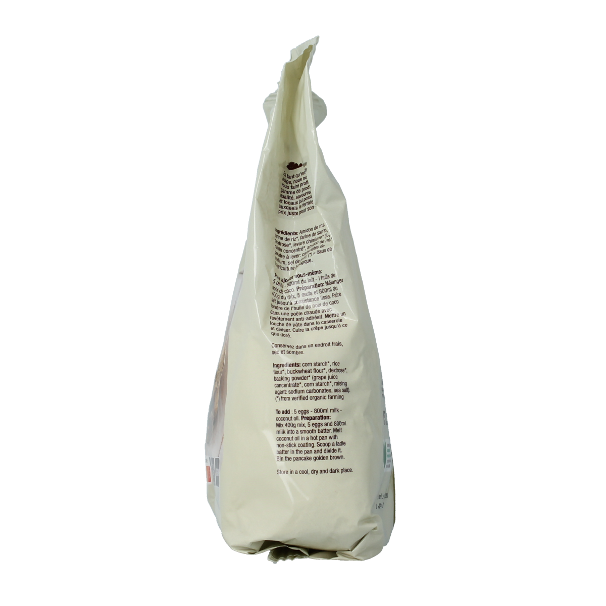 Gluten-free organic pancake mix by Nutribel in a 400g package, suitable for baking and breakfast recipes.