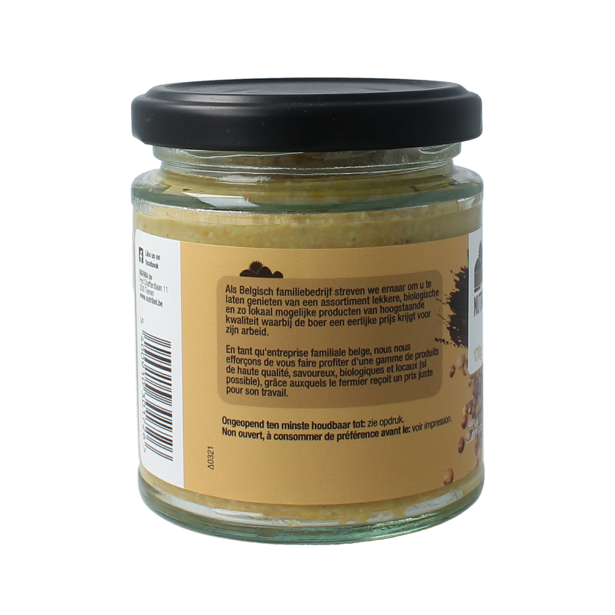 Nutribel Curry linzen spread glutenfree bio, 170g, a flavorful vegan bread topping in a jar with a spreadable texture.