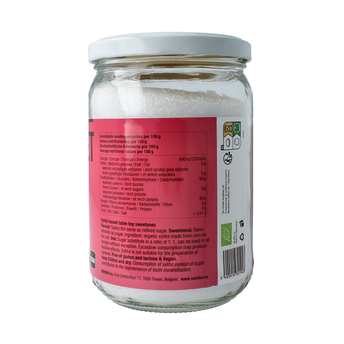Nutribel Sweet Xylitol bio, 500g, natural organic sweetener in a white package with blue and green accents.