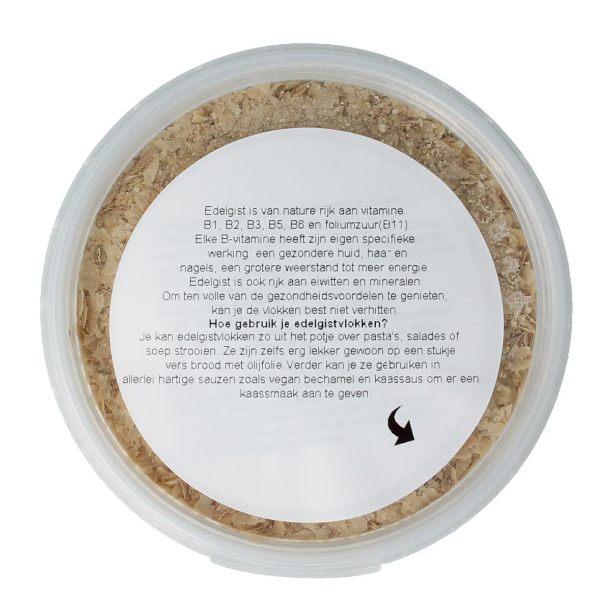 Nutribel Edelgistvlokken bio, 100g, organic nutritional yeast flakes, raw superfood with golden flakes in a clear container.