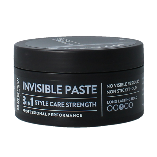 Syoss styling invisible hold paste in a 100ml jar, ideal for strong hair hold and styling.