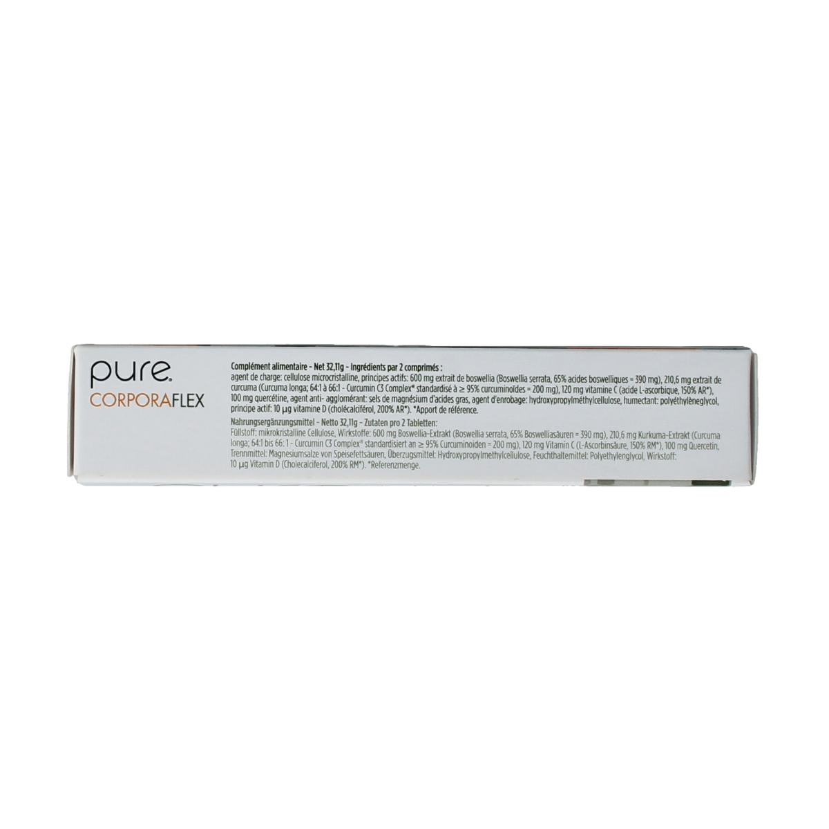 Pure Corporaflex 30 vitamin and supplement tablets in a blister pack, designed to support joint and overall health.