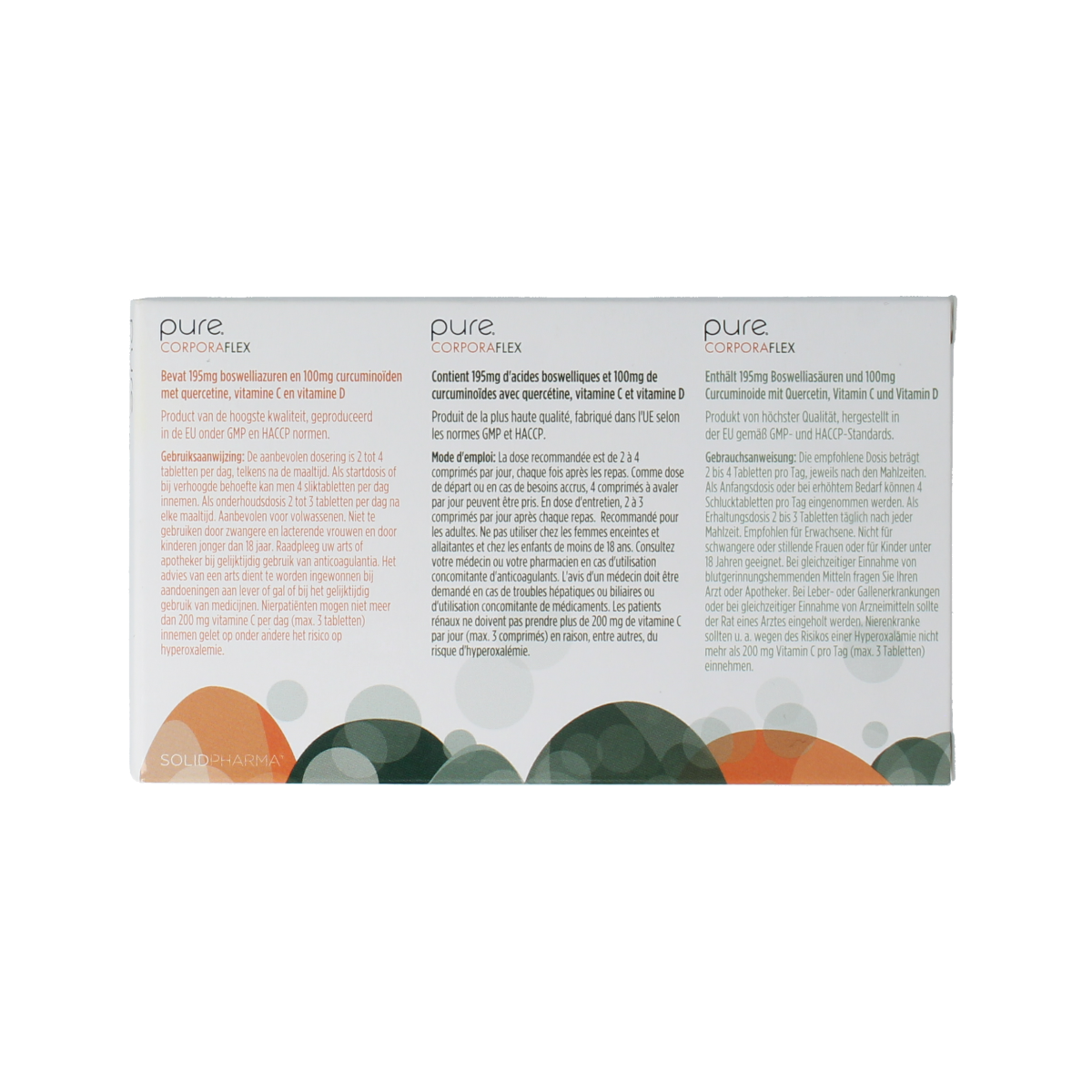 Pure Pure Corporaflex 60 tablets dietary supplement bottle showing the label and tablets inside.