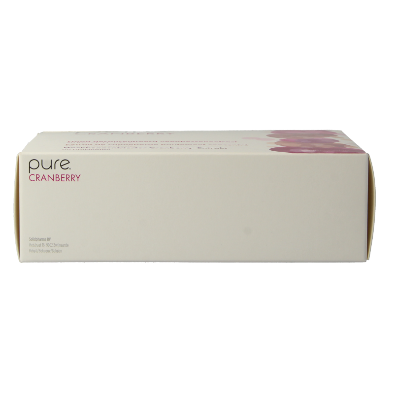 Pure Cranberry 500mg herbal supplement in a bottle with 60 tablets, featuring red cranberry fruit on the label.