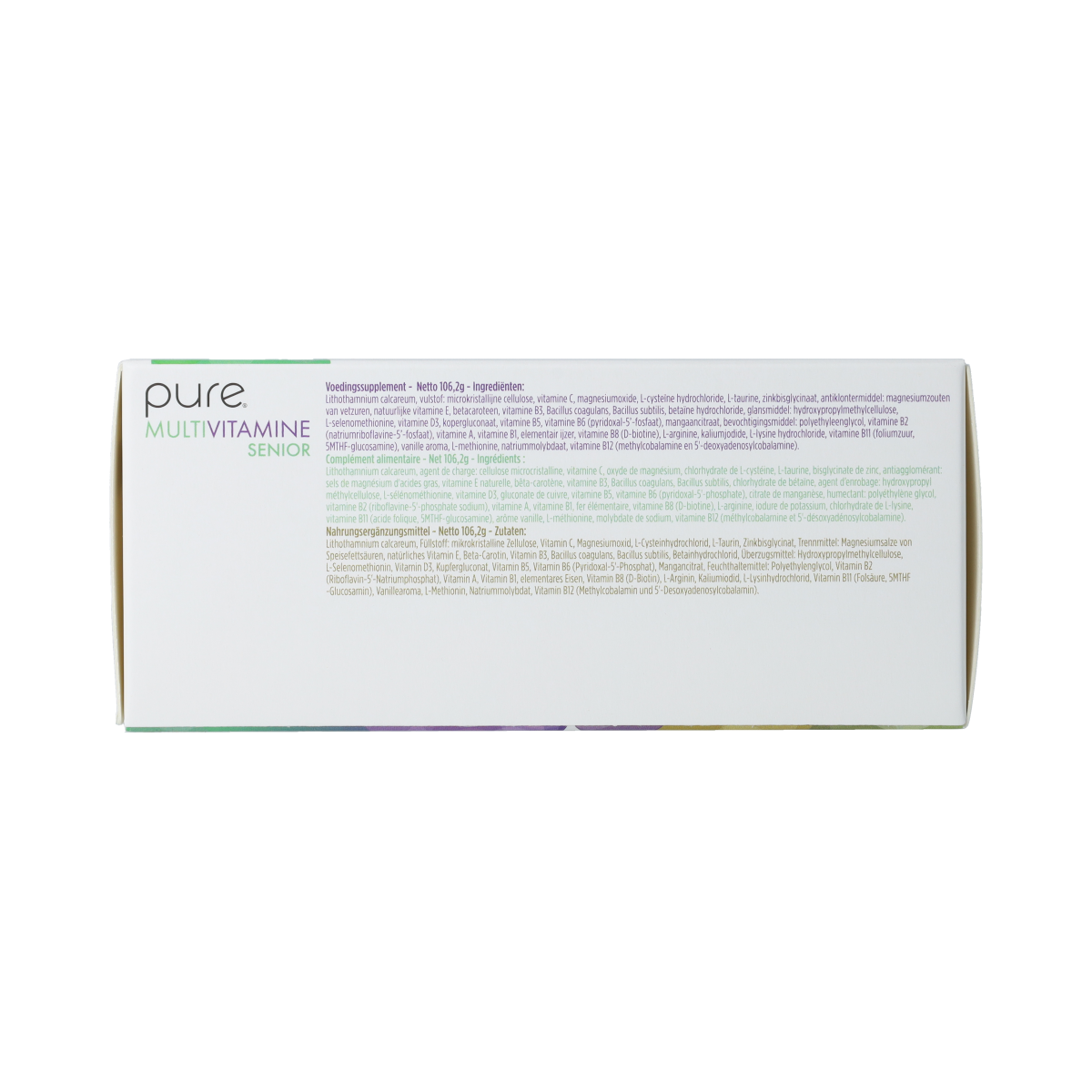 Pure Multi Vitamin Senior tablets, dietary supplement with 60 tablets, designed for seniors' nutritional support, from the Pure brand.