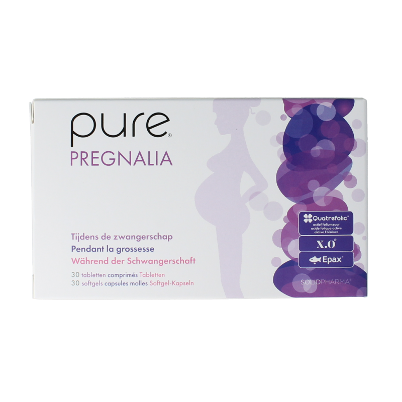 Pure Pregnalia 60-piece multivitamin supplement for pregnancy, featuring essential vitamins and minerals.