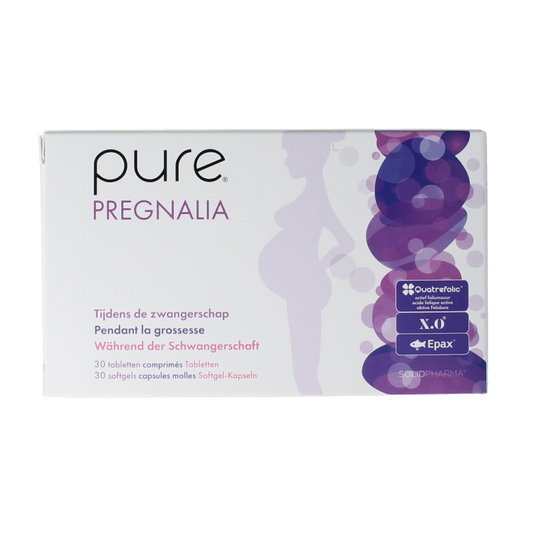 Pure Pregnalia 60-piece multivitamin supplement for pregnancy, featuring essential vitamins and minerals.