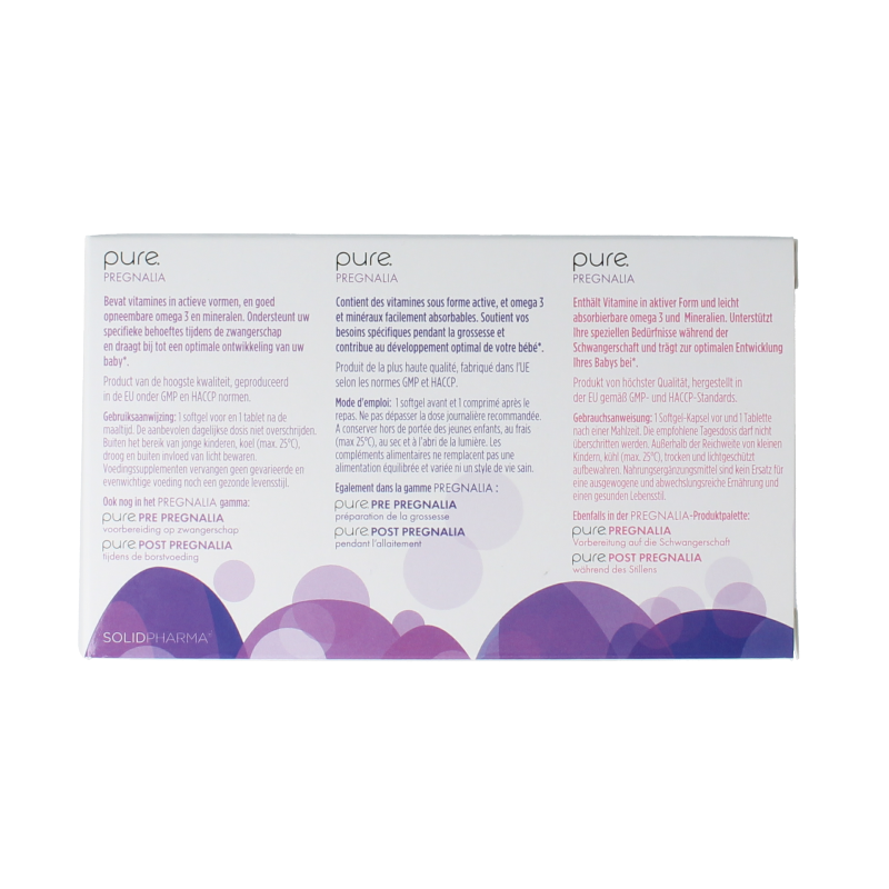 Pure Pregnalia multivitamin supplement for pregnancy, showing 60 capsules in the bottle on a white background.