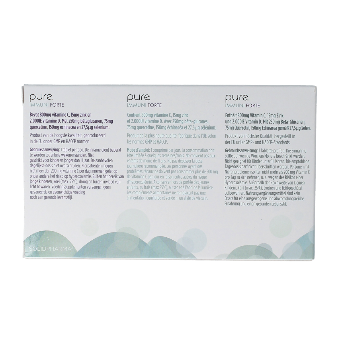 Pure Immuni Forte 15 tablets dietary supplement with herbal ingredients, designed to support immune health.