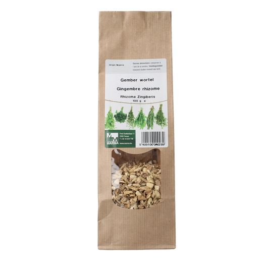 Marma Gember wortel kruidenmix in 100g packet, featuring fresh ginger and carrot for flavorful cooking and health benefits.