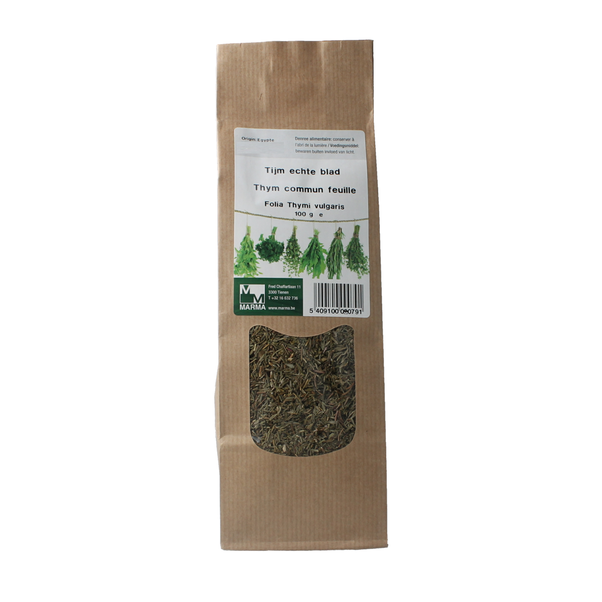 Marma Tijm echte blad, 100 grams, fresh thyme leaves for cooking, part of Marma kruiden and zoutenmengen collection.