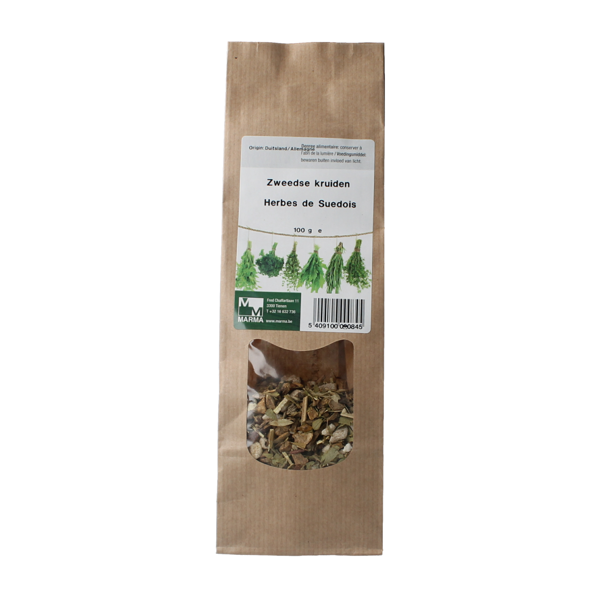 Marma Zweedse kruiden in een 100g verpakking, natuurlijke kruidenmix voor koken en smaak toevoegen