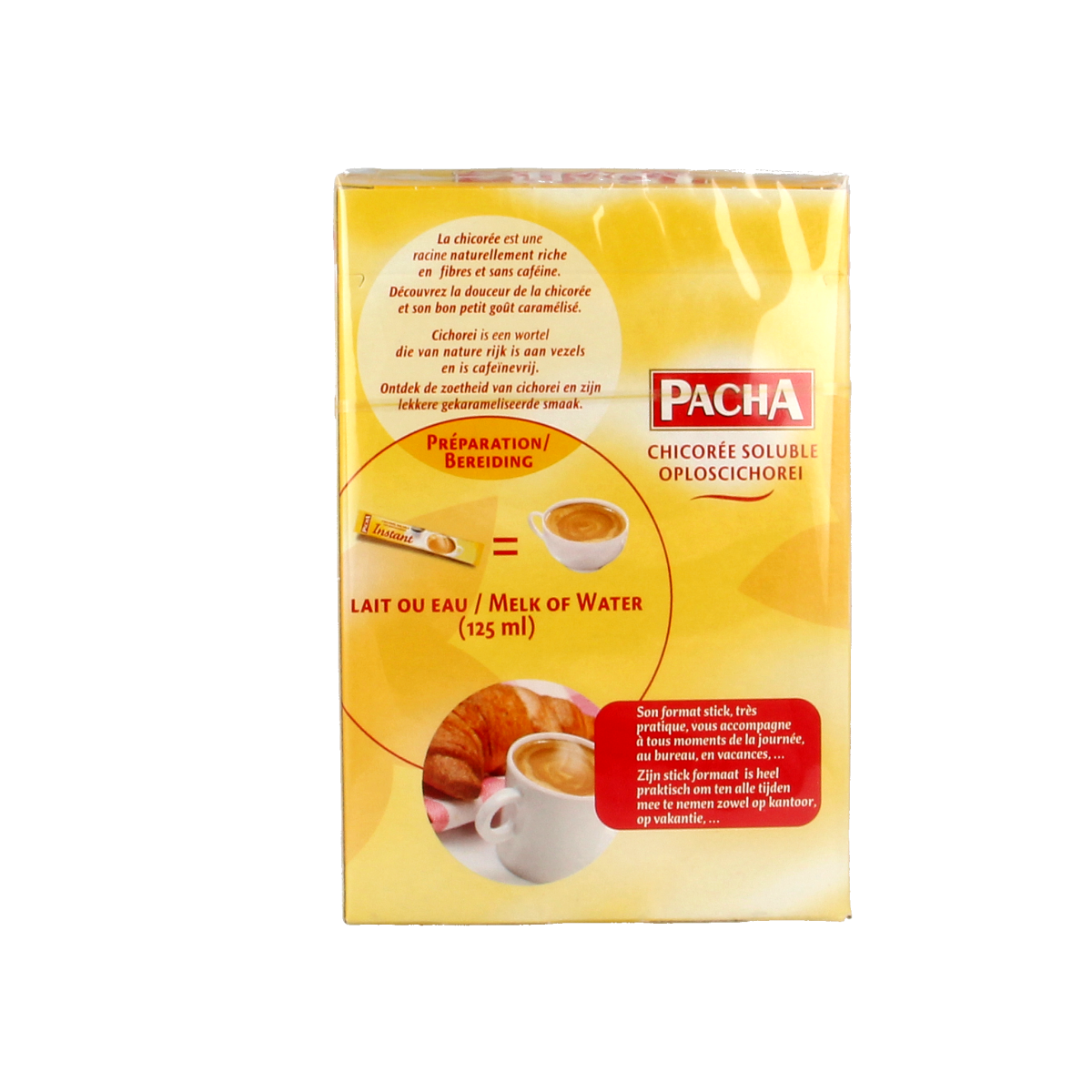 Pacha instant coffee and tea sticks, 20-pack, featuring individual sticks with coffee and tea options for quick brewing.