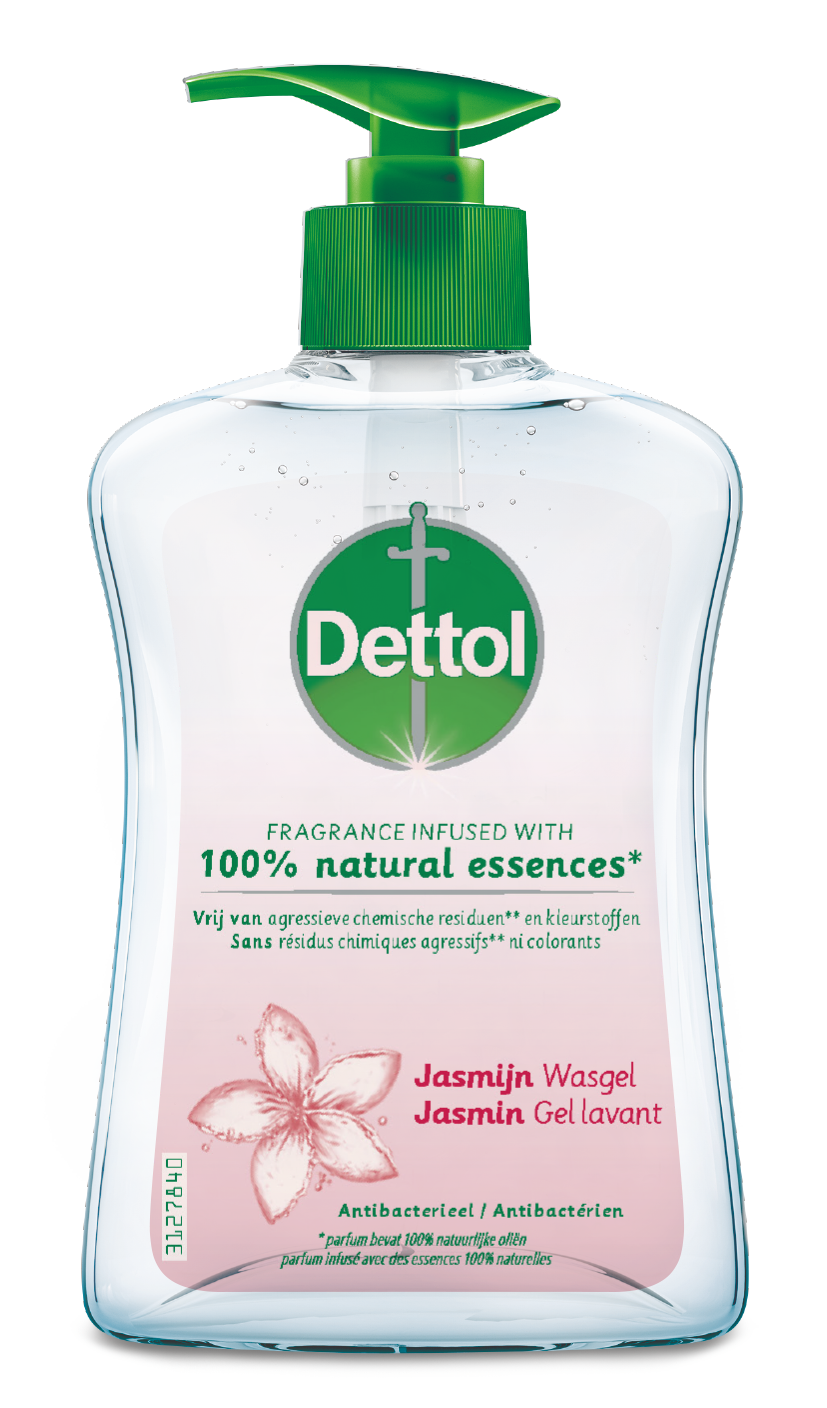 Dettol Jasmine Hand Wash in a 250ml bottle, with a clear pump dispenser and floral jasmine scent for hand care.
