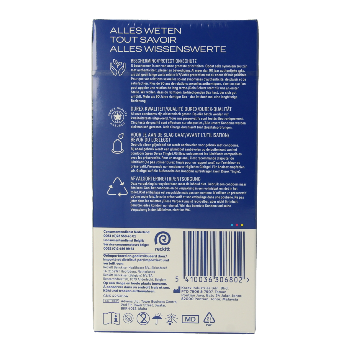 Durex XXL condoms pack with 12 latex condoms, shown in a box with branding and packaging details.